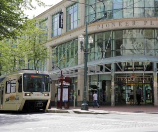 max train station outside of pioneer place mall