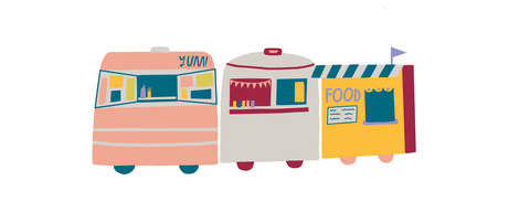 an illustration of food trucks