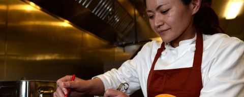 Chef Mayumi Hijikata prepares ramen