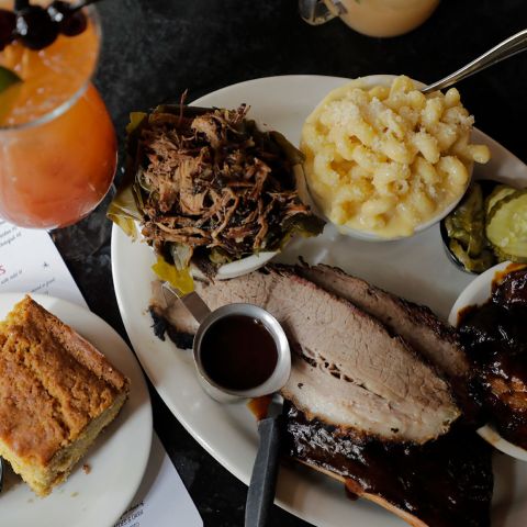 a table of barbecue food