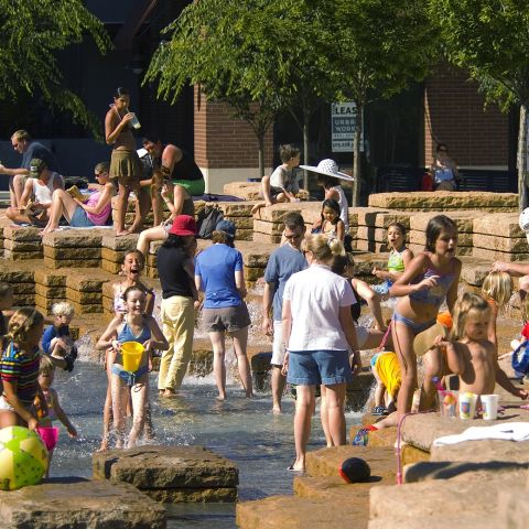 Children Playing in the Fountain at Jamison Square in the Pearl District