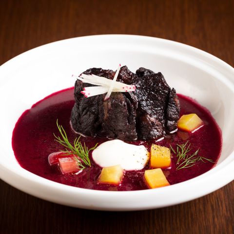 brightly colored dish of vegetables and meat