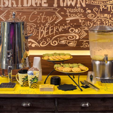 cookies and beverages on a table at the Hotel Rose