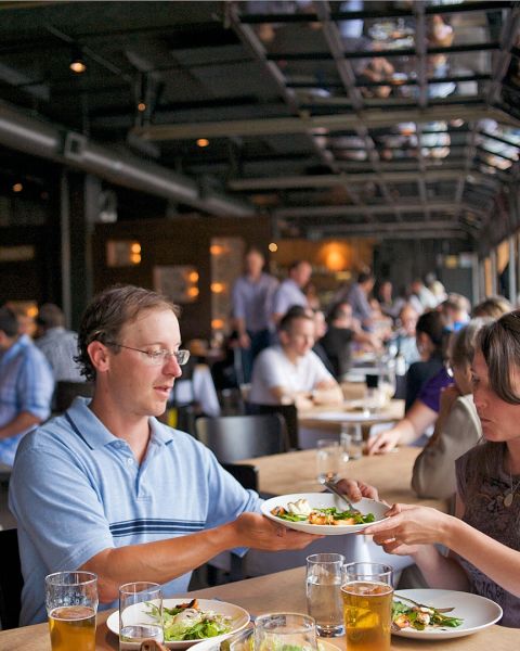 two diners eating at clarklewis restaurant