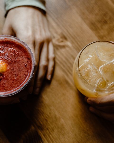 two drinks on a table