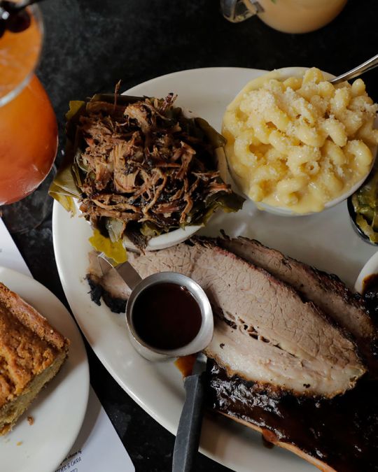 a table of barbecue food