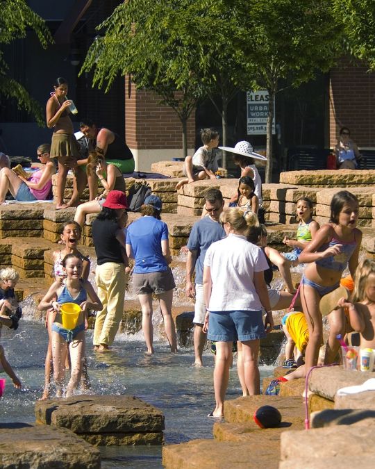 Children Playing in the Fountain at Jamison Square in the Pearl District