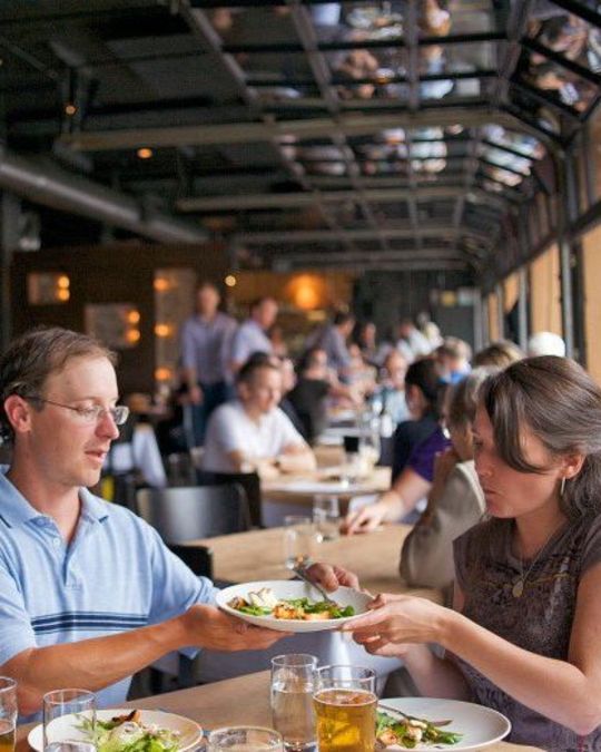 two diners eating at clarklewis restaurant