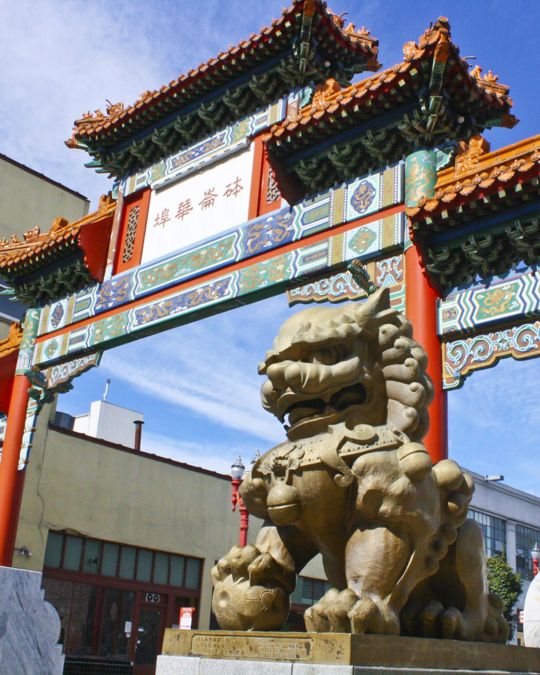 a tall, ornate Chinese-style gate