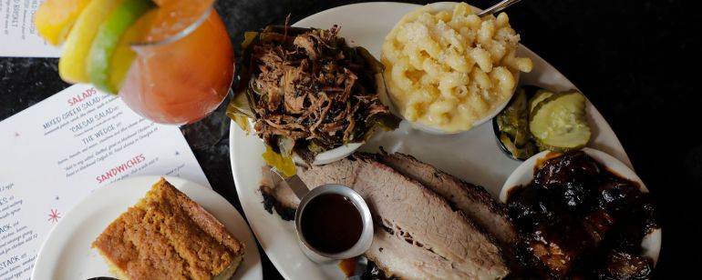 a table of barbecue food