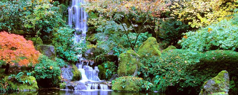 waterfall in Portland\'s Japanese Garden