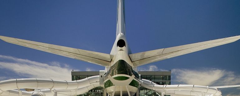 an airplane with tubes coming out of the sides