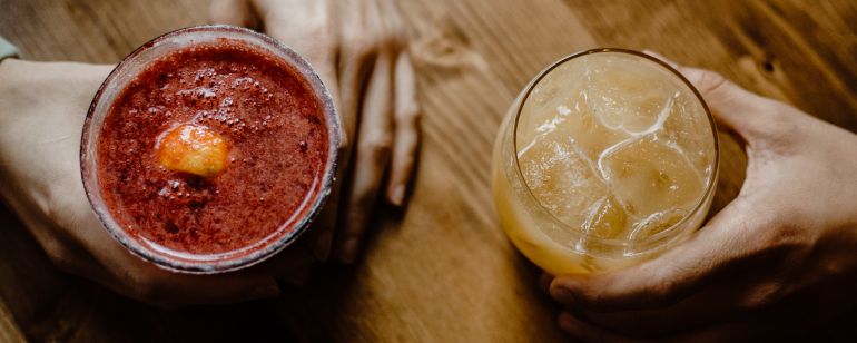 two drinks on a table