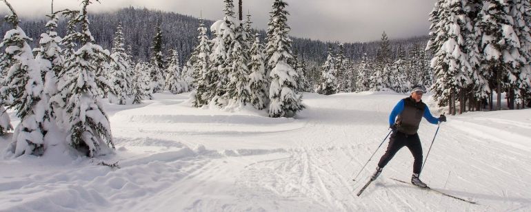 a man skiing on Mt. Hood