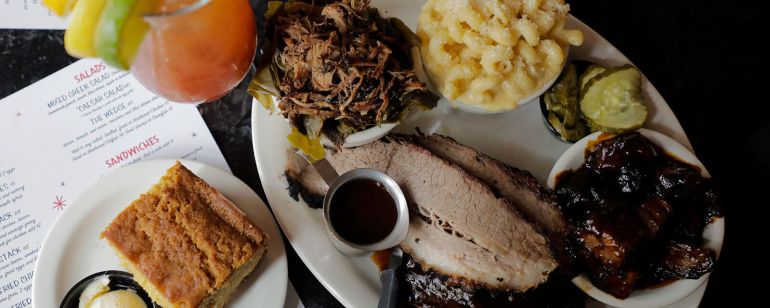 a table of barbecue food