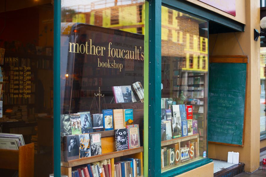 the window display at mother foucault's bookshop