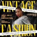 a person stands in a silver dress looking like the cover of a magazine with text describing the event 