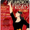 event poster with drawing of a person dancing flamenco