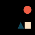 Logo for Art + Design on 9th including shapes with solid colors