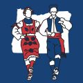 an image of two people in Serbian cloting superimposed on the outline of the state of Oregon