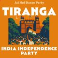 event poster with title in text and graphic image of a crowd with one person holding up the Indian flag