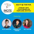 event poster with title in text and headshots of presenters in circles below