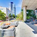 outdoor patio with city scape in the rear view