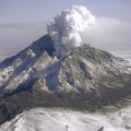 a volcano erupting