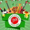 event poster with title in text and graphic images of food wine and instruments