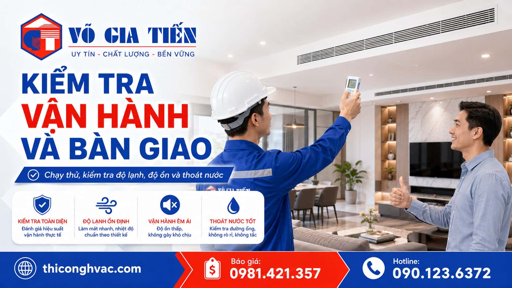Kiểm tra vận hành máy lạnh âm trần nối ống gió trước khi bàn giao