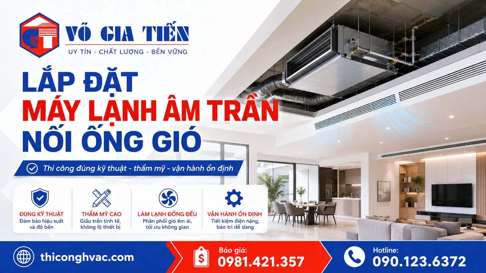Lắp Đặt Máy Lạnh Âm Trần Nối Ống Gió – 8 Bước Chuẩn