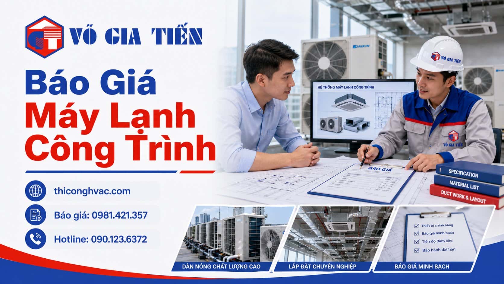 Báo giá thi công máy lạnh công trình — thiết bị, vật tư, ống đồng, ống gió