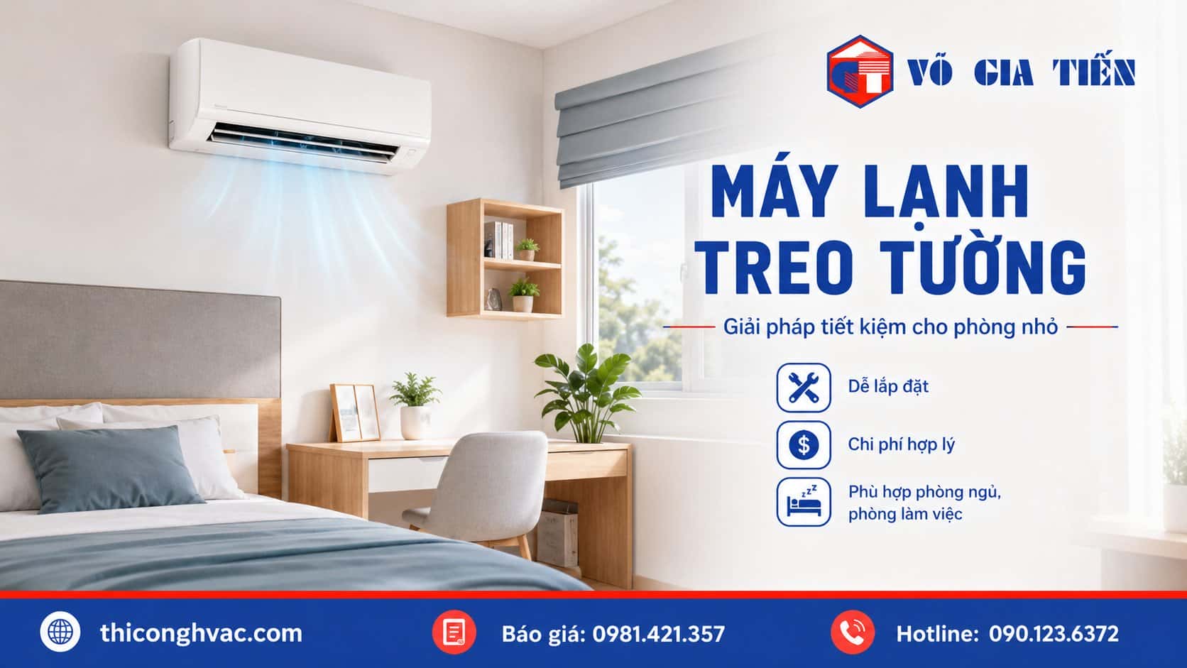 Máy lạnh treo tường phù hợp cho phòng ngủ và các không gian nhỏ trong nhà phố