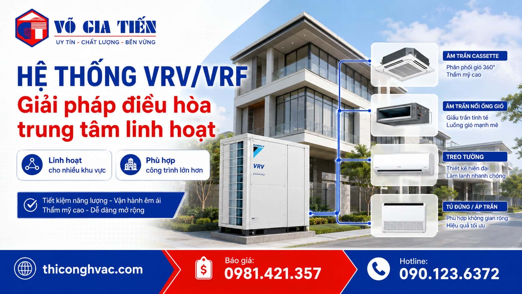 Hệ thống VRV/VRF cho biệt thự, văn phòng và công trình nhiều khu vực