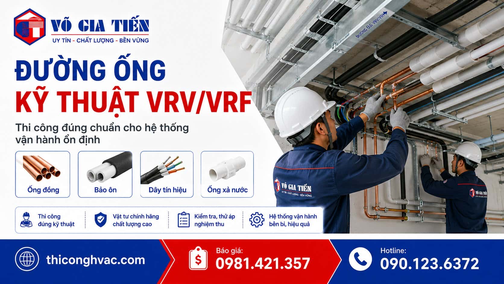 Thi công đường ống kỹ thuật hệ thống VRV/VRF