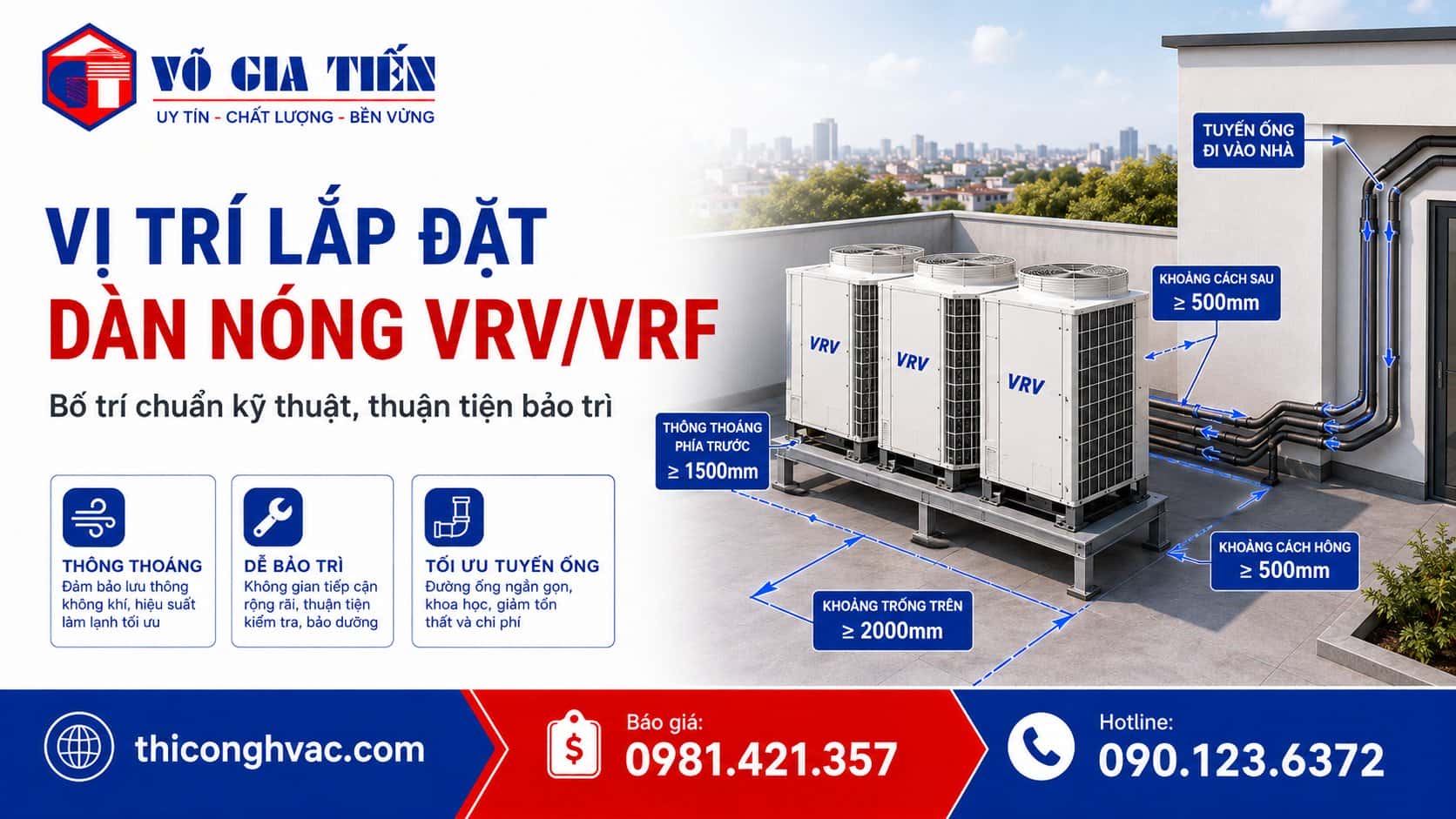 Vị trí đặt dàn nóng hệ thống VRV/VRF