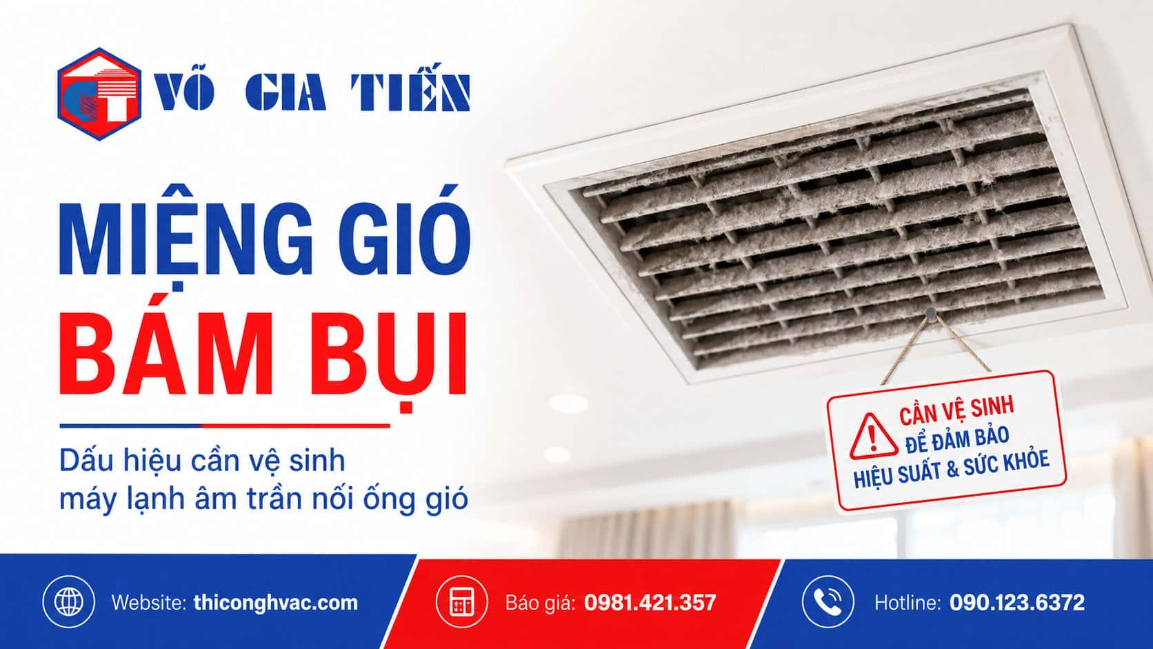 Miệng gió bám bụi, mùi hôi hoặc gió yếu — dấu hiệu cần vệ sinh máy lạnh