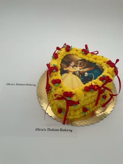 Beauty and the Beast Heart Shaped Cake