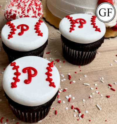 Gluten-free Phillies Baseball Cupcakes