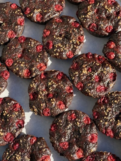 SOUR CHERRY MAPLE CHOCOLATE CAKE 