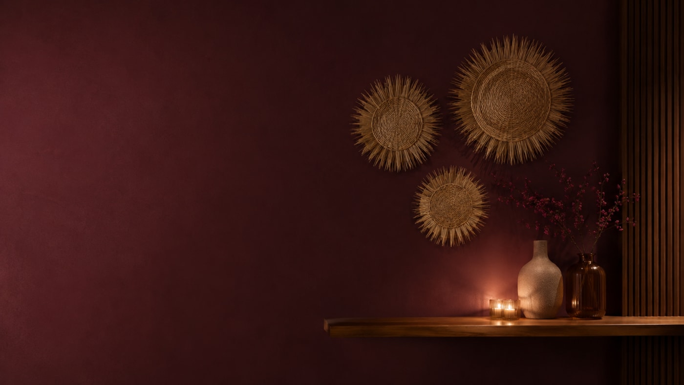 Oxblood wall styling detail at The Vault Spa
