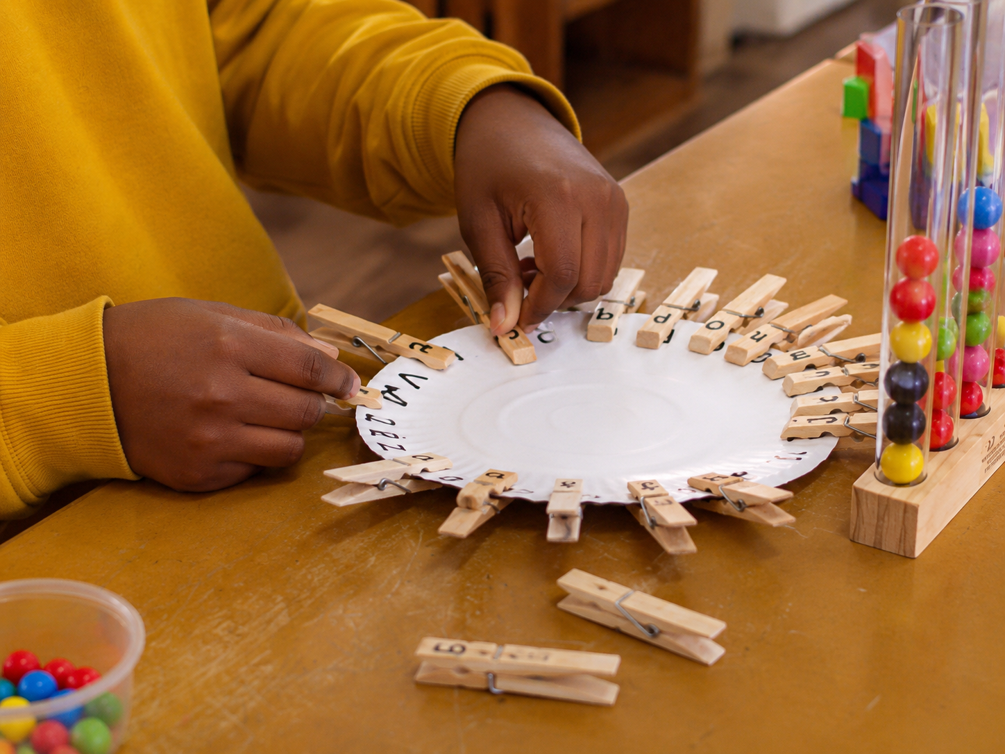Fine motor letter clip therapy activity