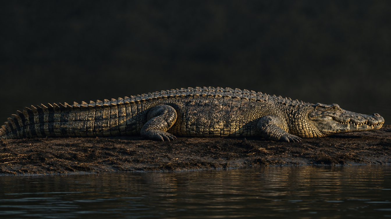 Large Nile crocodile shown in profile