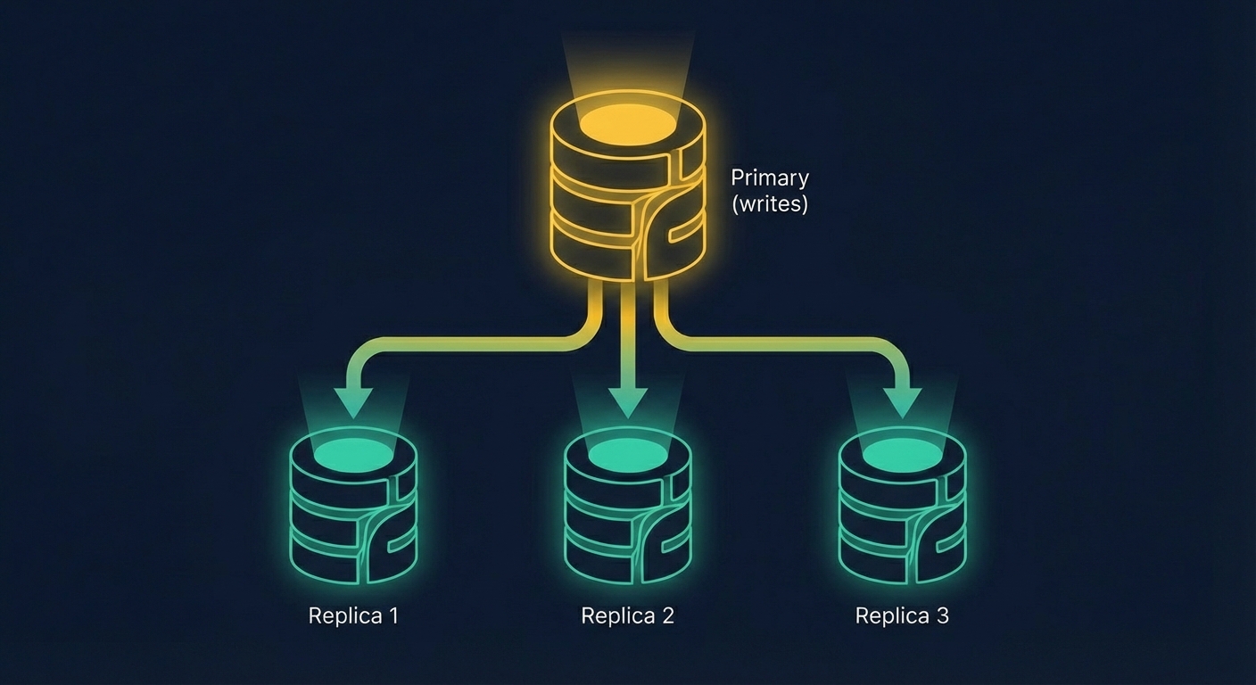 Database replication: Primary with writes replicating to multiple replicas