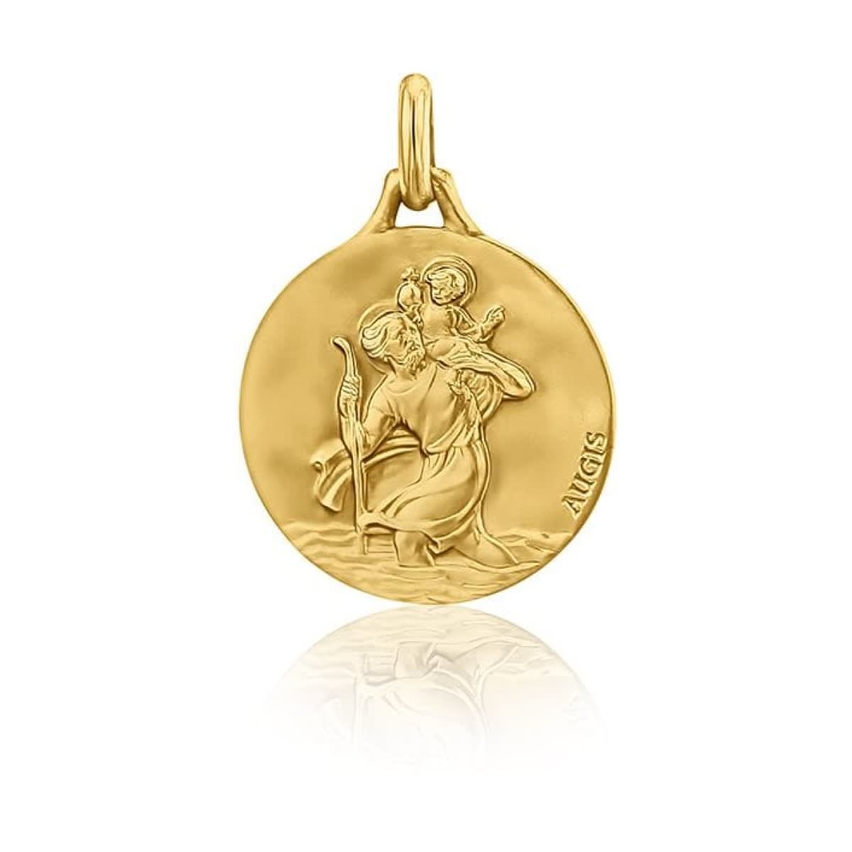 Médaille en or jaune Saint Christophe - Pendentif or homme