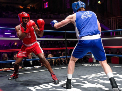 Boxing Fitness class session with training equipment