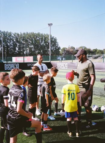 Older children football training session