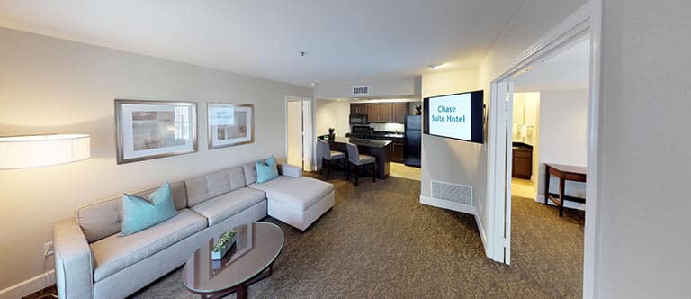 Two Bedroom Two Double Bed Suite at Chase Suite Hotel Brea
