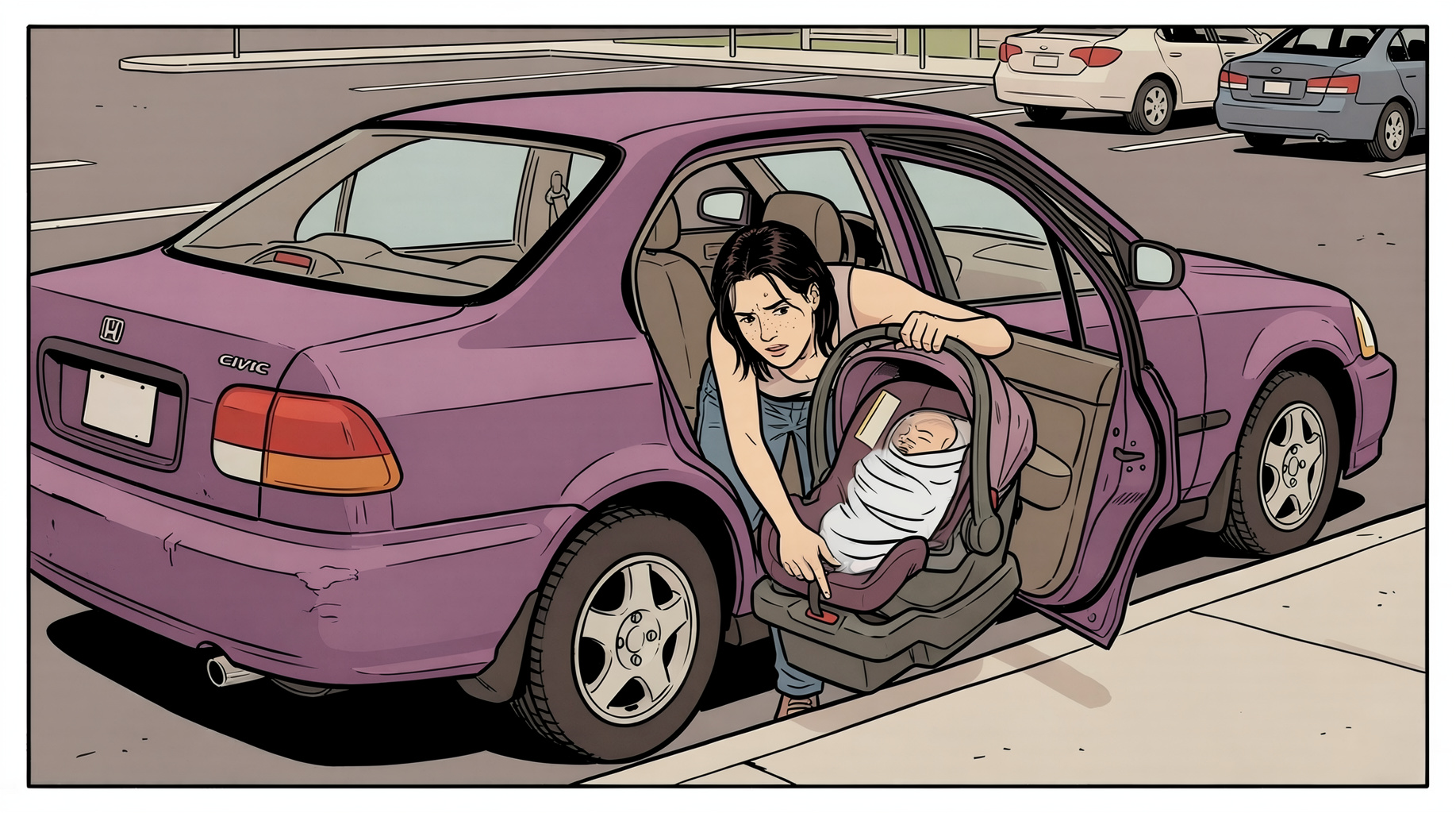 The parking lot car seat