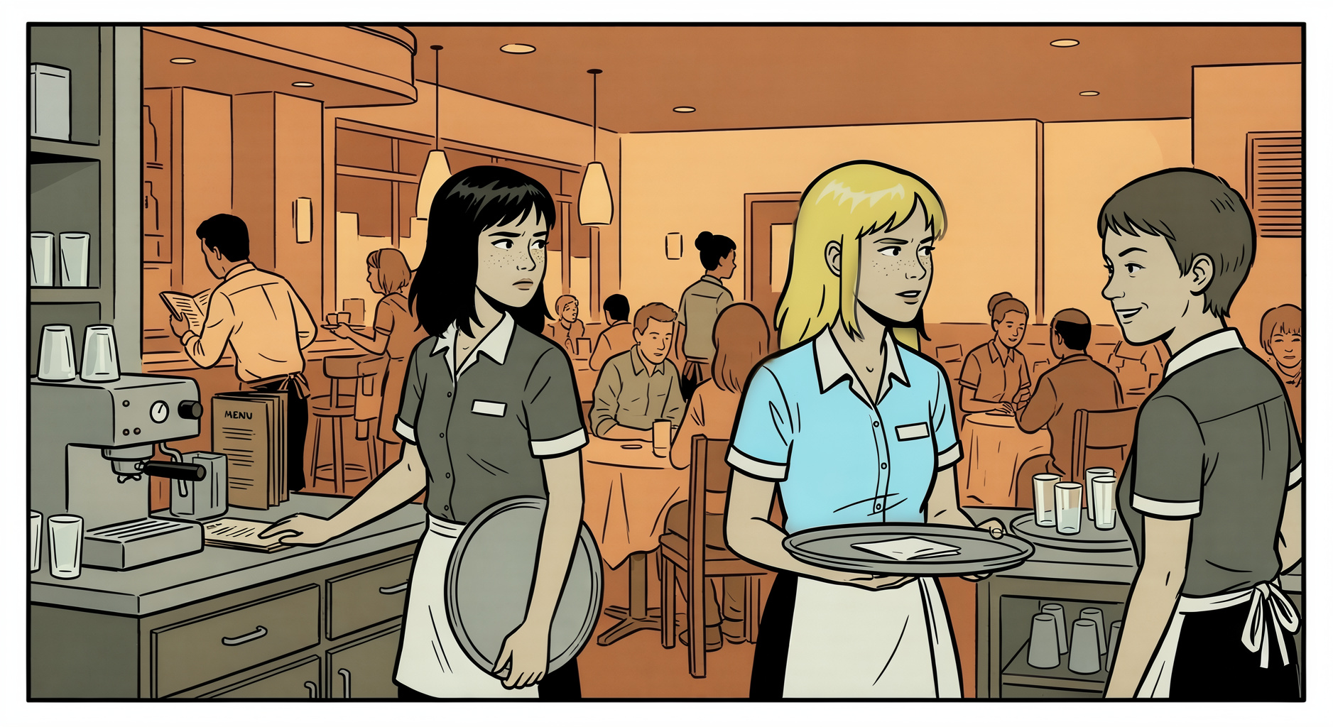 Margo and Tracy at the restaurant